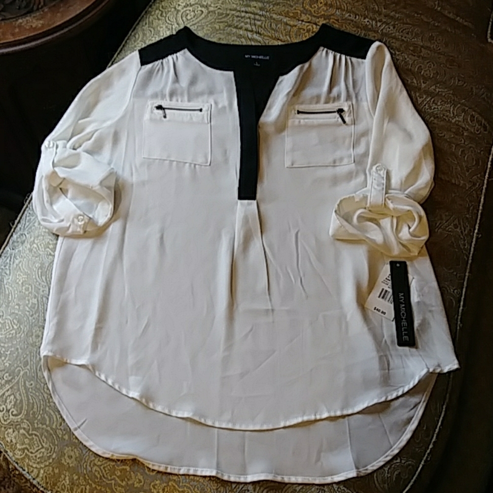 Black and ivory top